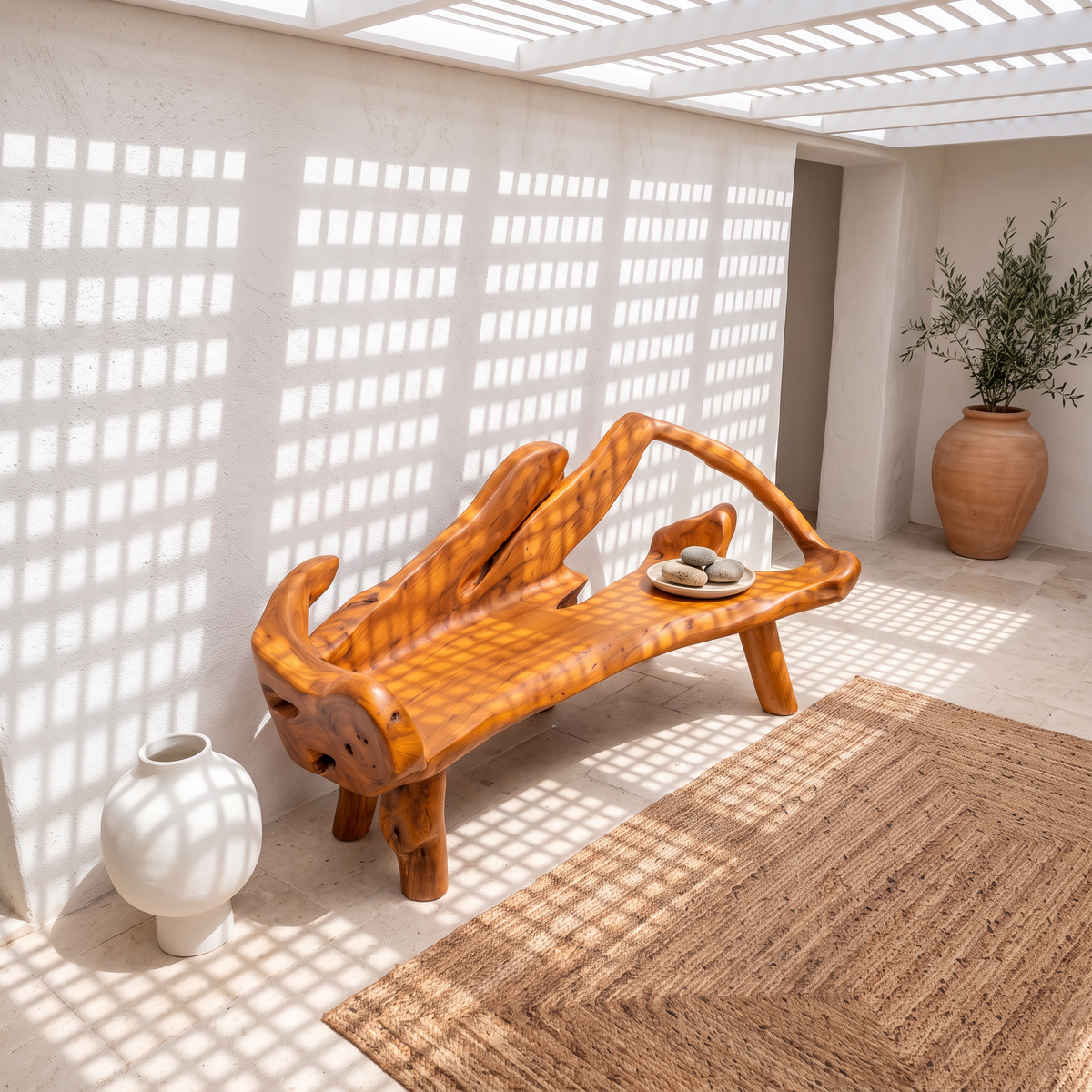 Halloween Statement Garden Bench With Carved Branch Silhouette For Outdoor Space