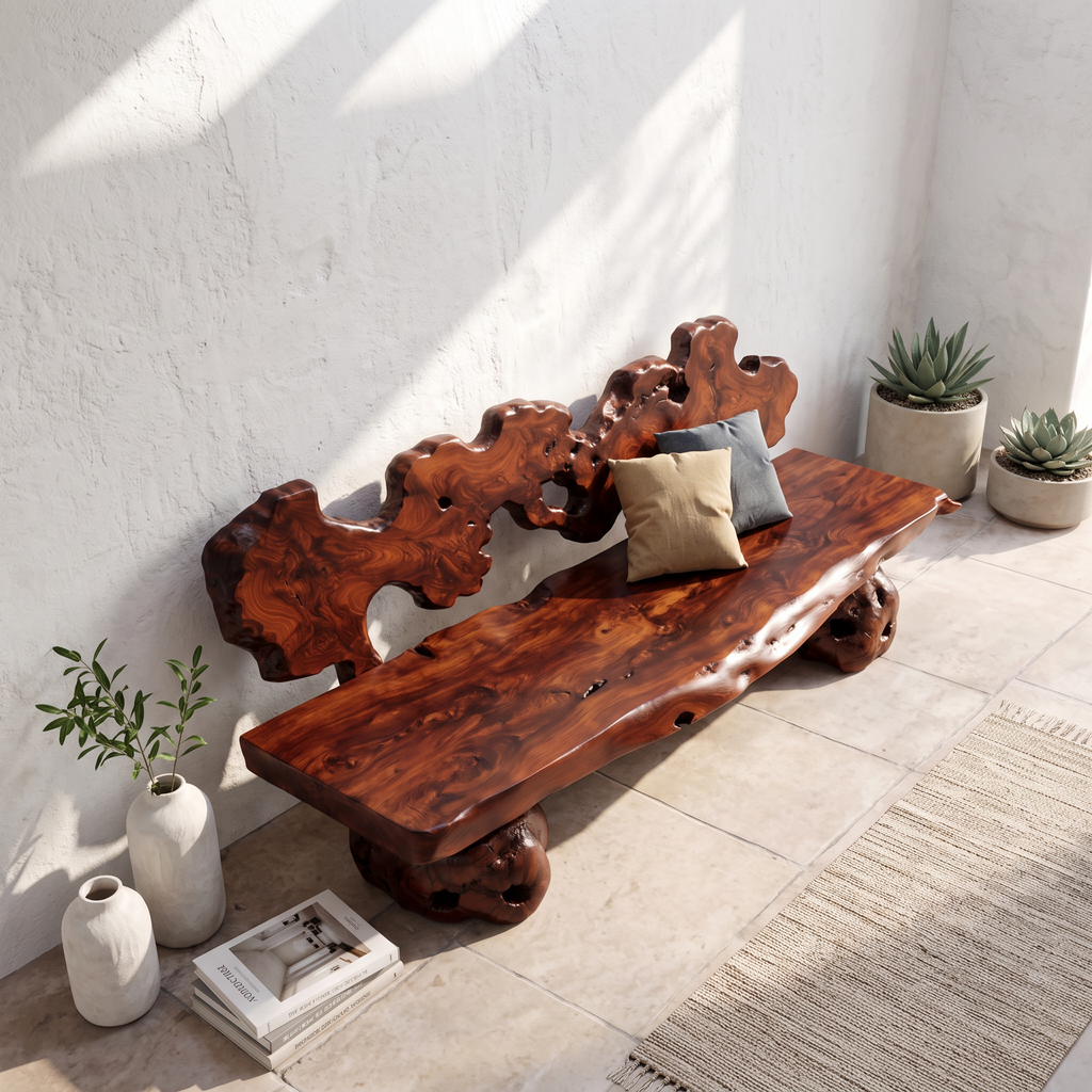 Contemporary Halloween Garden Bench With Interwoven Branch Design For Patio