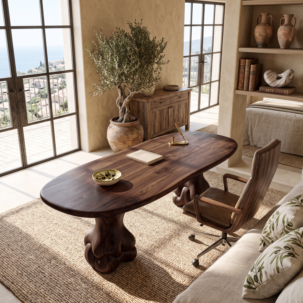 Organic Halloween Wood Desk With Flowing Arch Frame For Office
