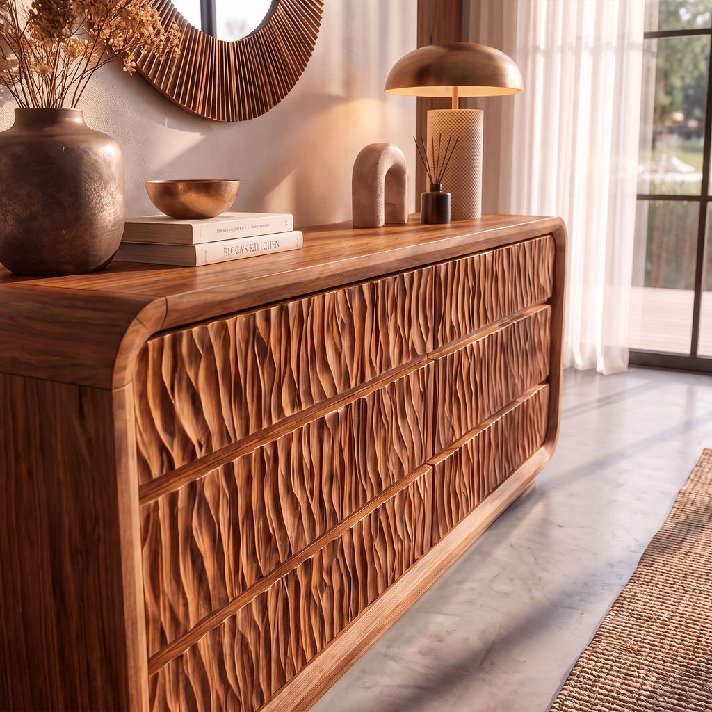 Modern Bedroom Dresser With Soft Curved Edges And Simple Multi Drawer Design For Bedroom