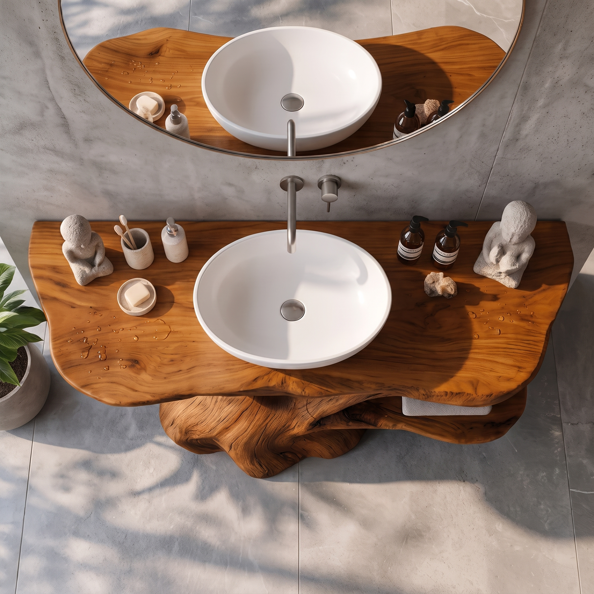 Organic Halloween Bathroom Vanity With Sculptural Tree Root Base For Bathroom