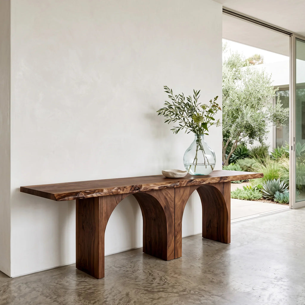 Modern Live Edge Wooden Console Table For Hallway
