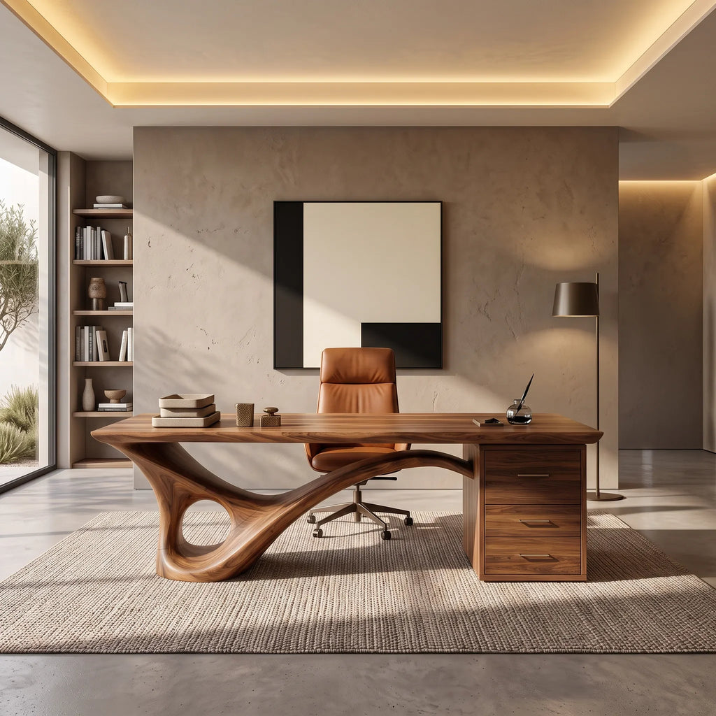 Organic Modern Executive Desk With Drawers For Luxury Office