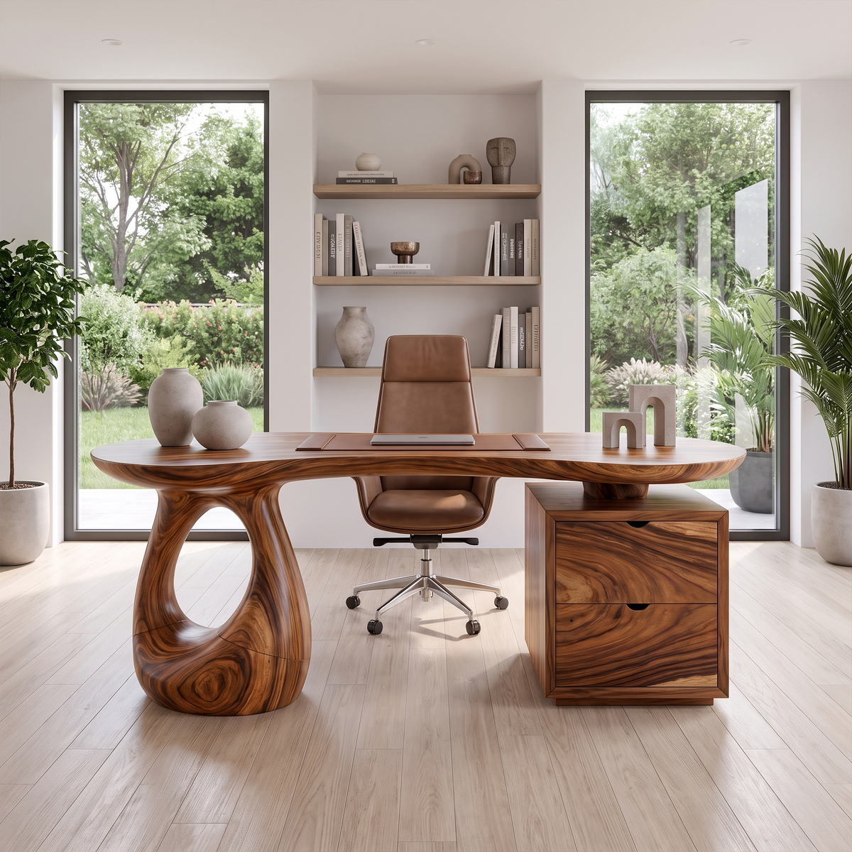 Organic Executive Desk Office Desk Writing Desk Sculptural Open Base For Home Office