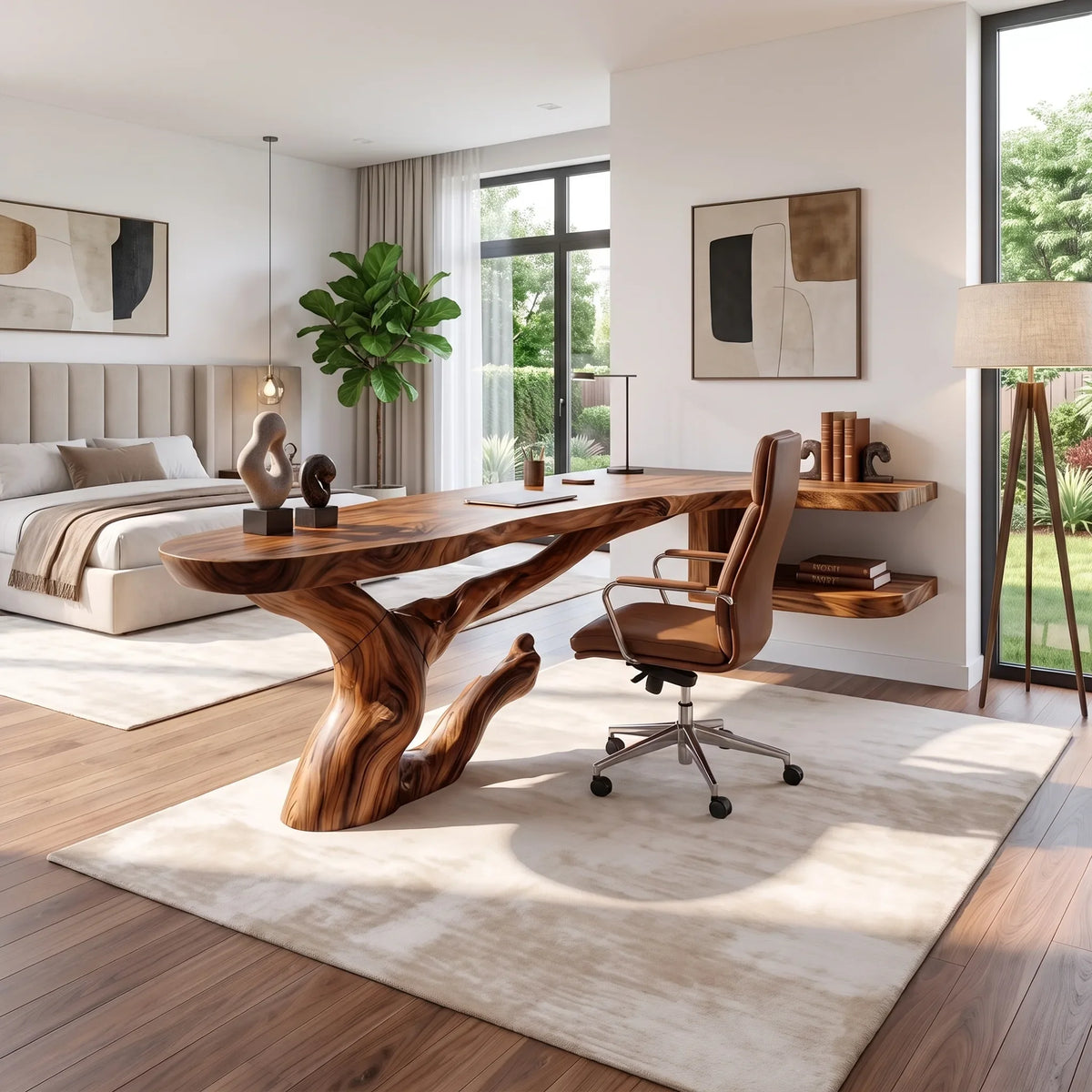 Sculptural Executive Desk Office Desk Writing Desk Curved Branch Base For Home Office