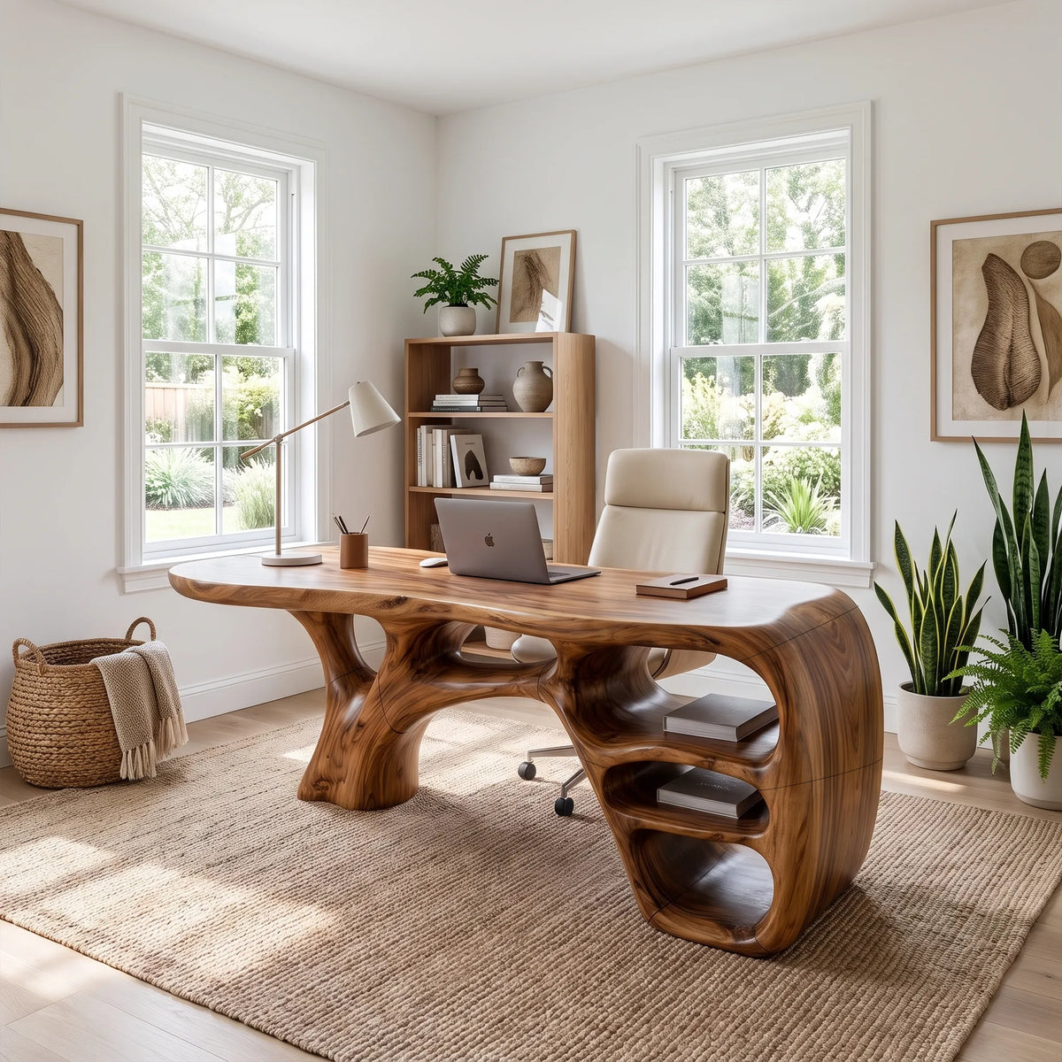Timeless Executive Desk Office Desk Writing Desk Open Shelves For Home Office