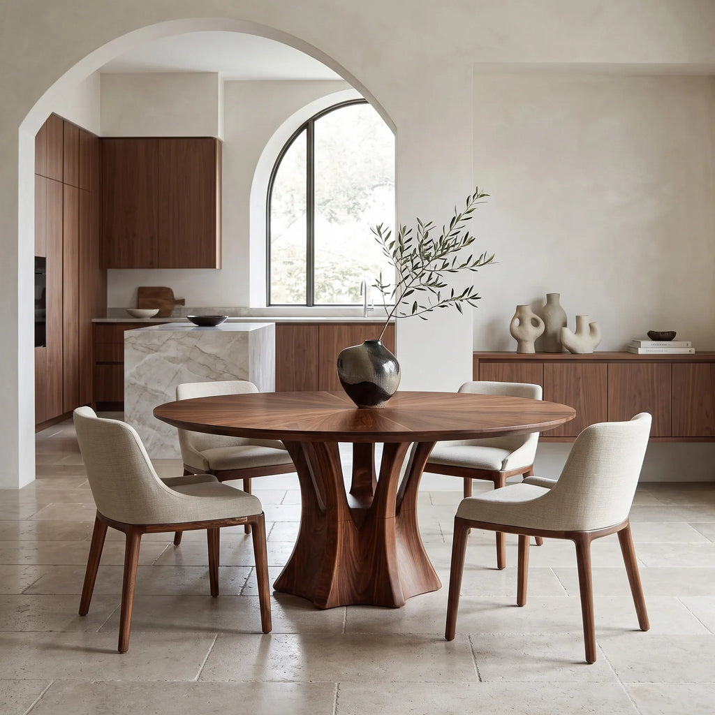 Modern Sculptural Pedestal Round Dining Table For Dining Room