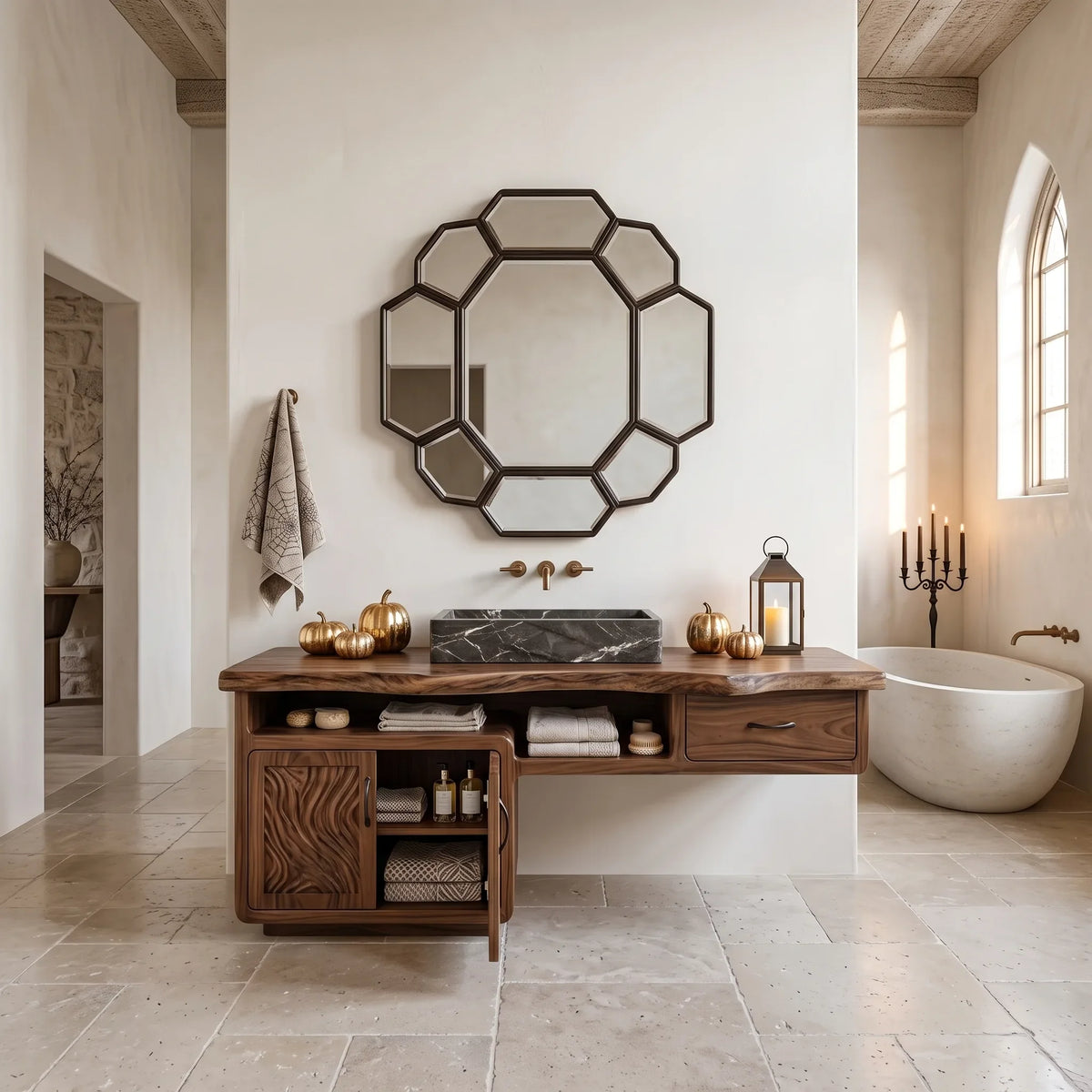 Farmhouse Halloween Storage Bathroom Vanity Luxury Bathroom