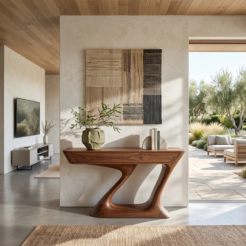 Contemporary Sculptural Drawer Console Table For Entryway