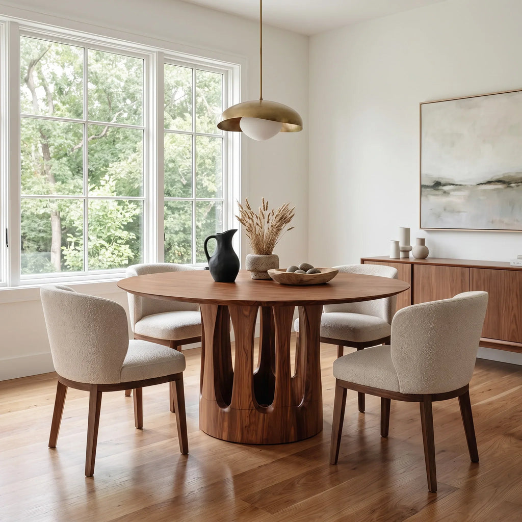 Contemporary Curved Pedestal Round Dining Table For Dining Room
