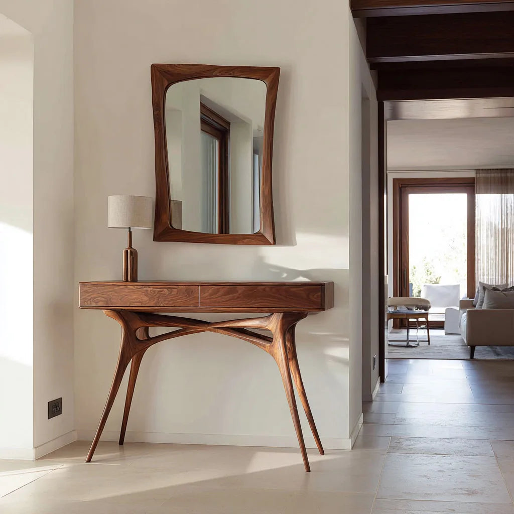 Contemporary Sculptural Console Table With Drawers For Hallway