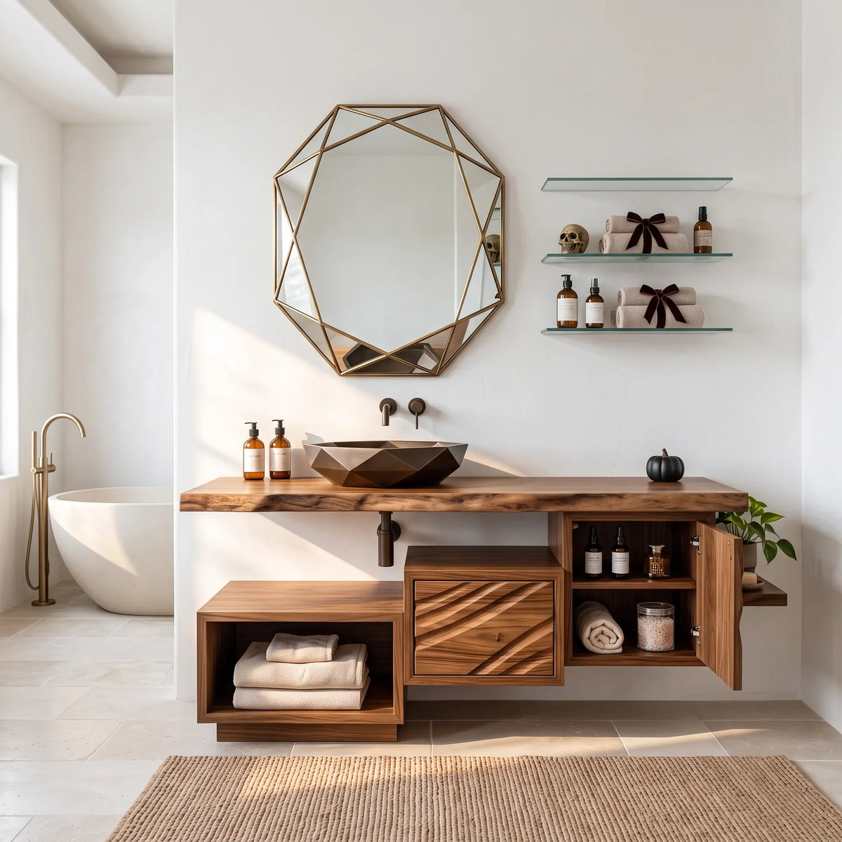 Rustic Skull Floating Bathroom Vanity Spa Bathroom