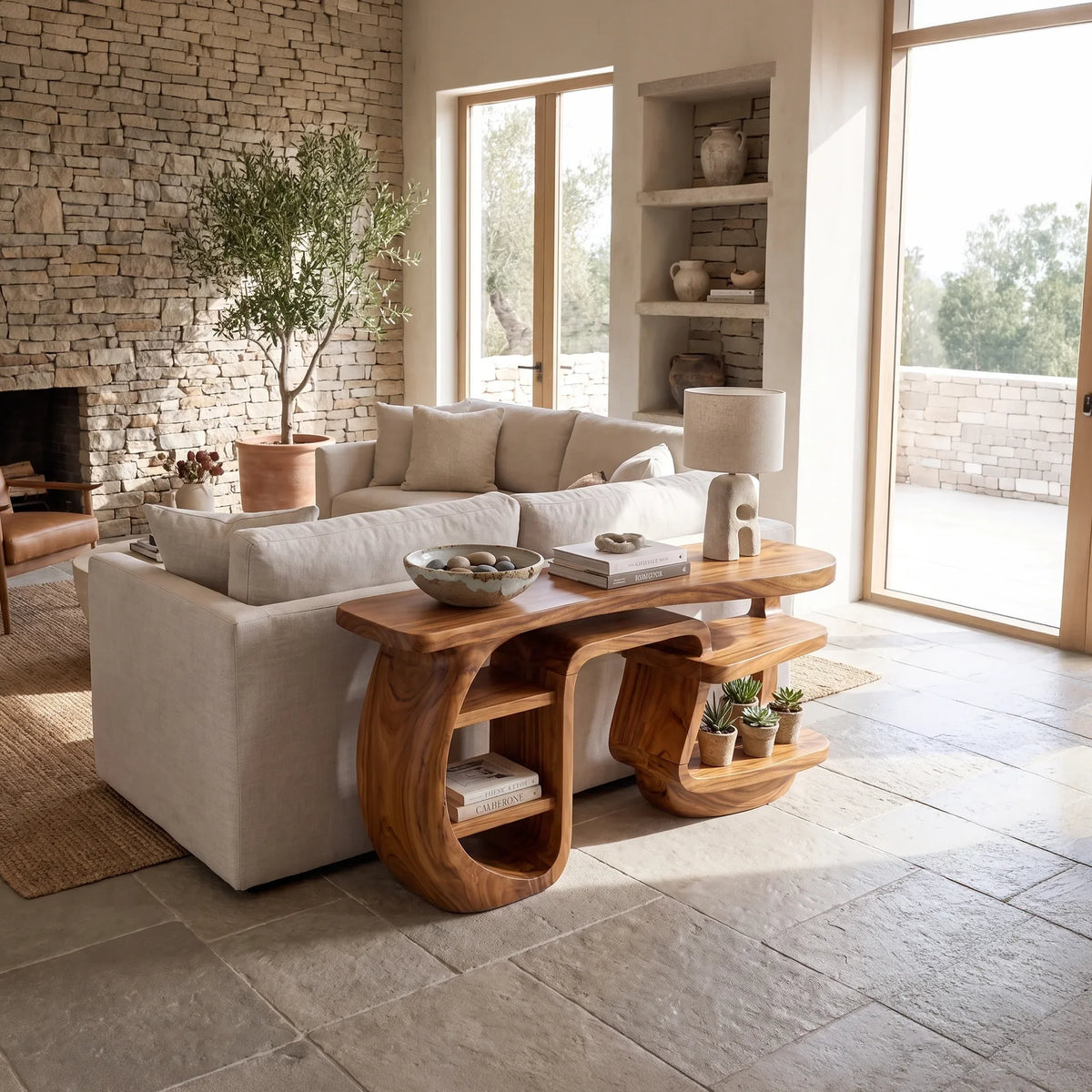 Minimalist Asymmetric Console Table For Lounge Area