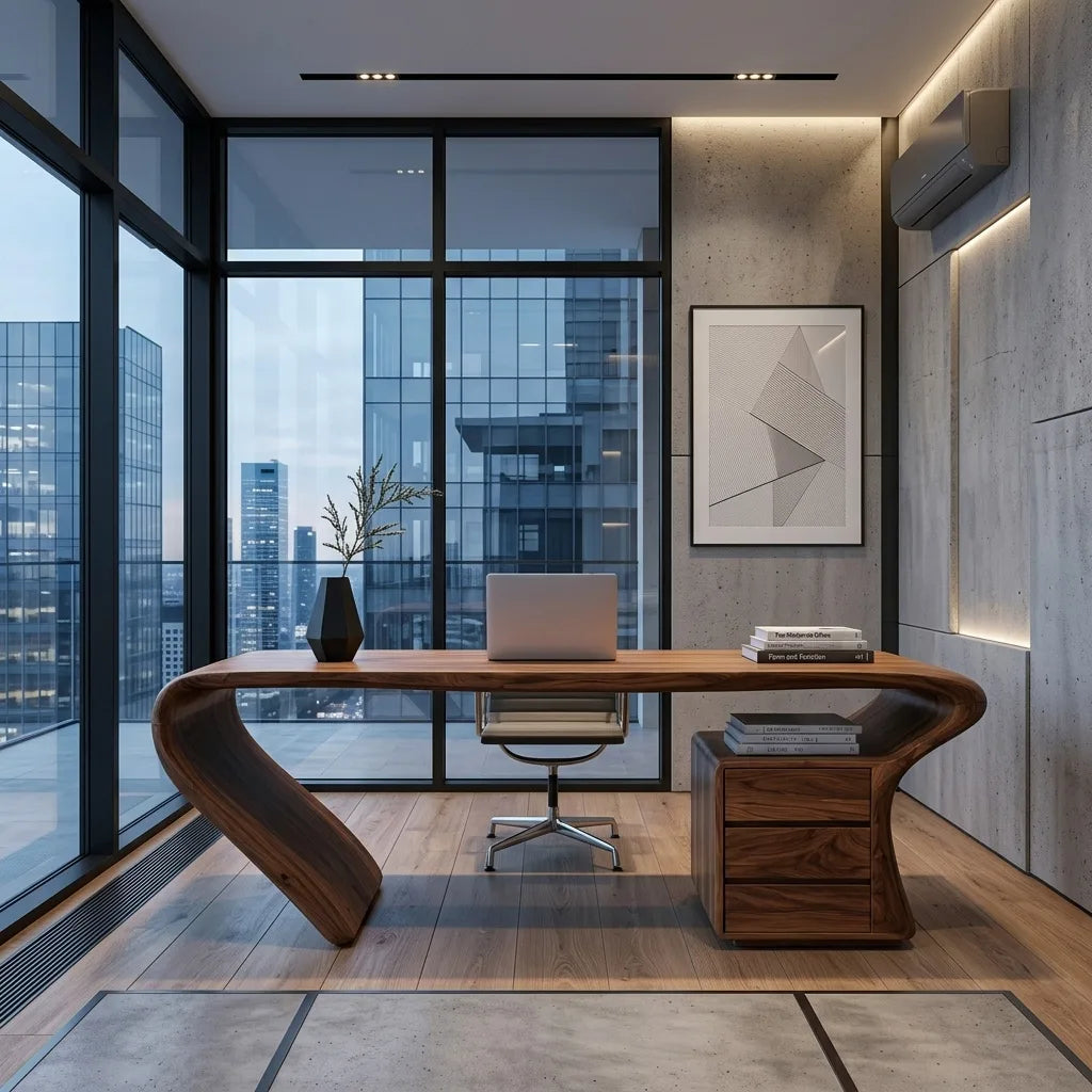 Organic Sculptural Curved Leg Desk For Home Office