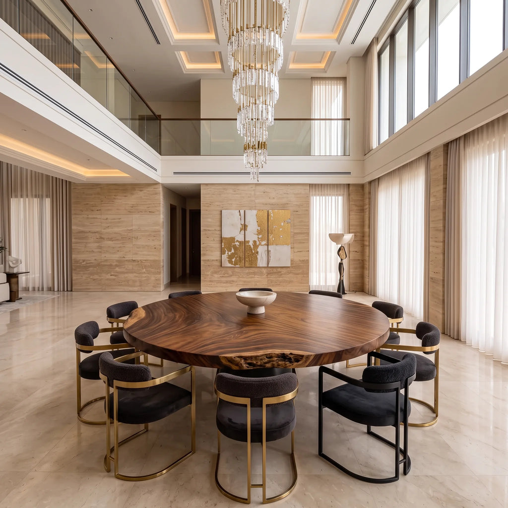 Organic Modern Round Dining Table Top Poolside Patio