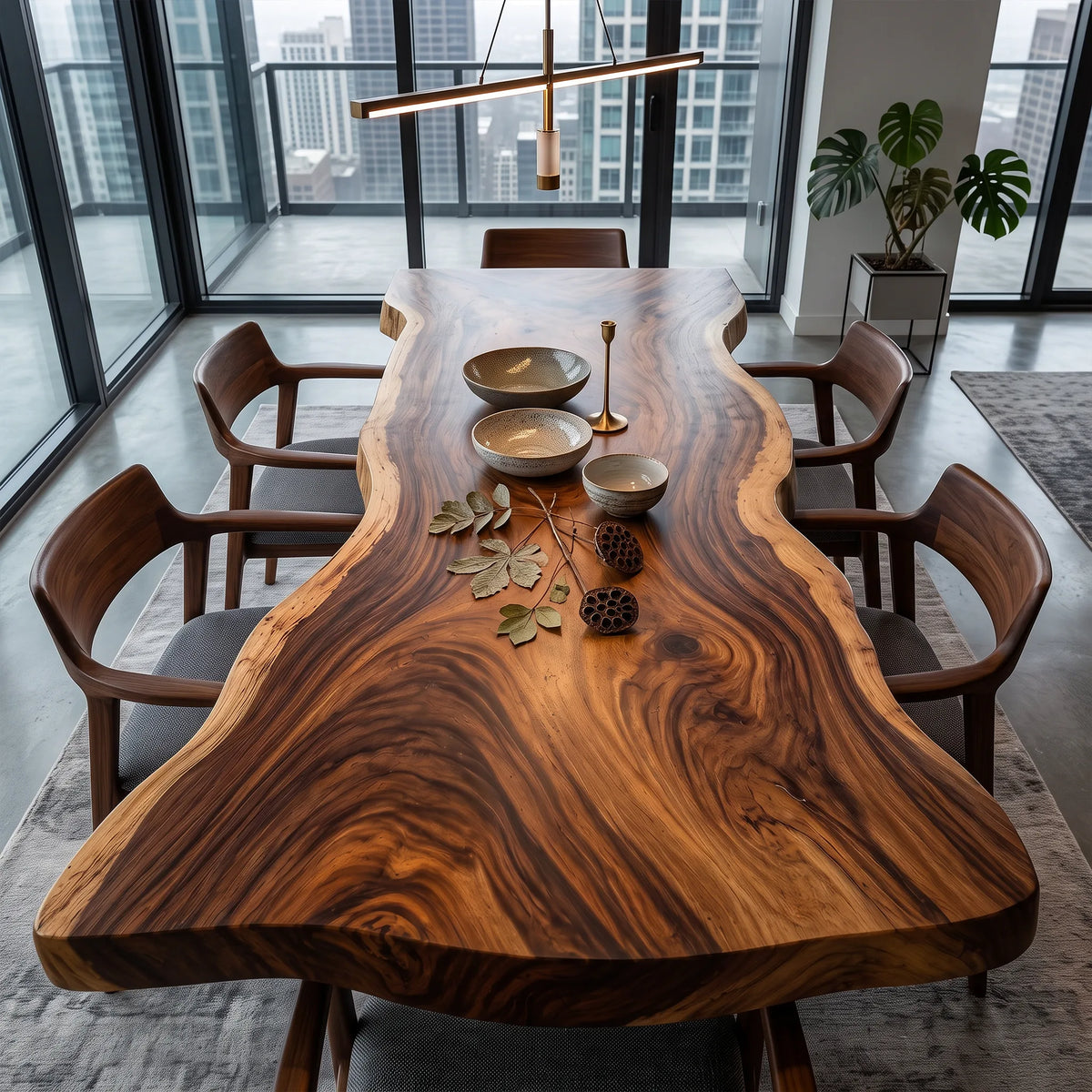 Contemporary Live Edge Wood Table Top Modern Kitchen