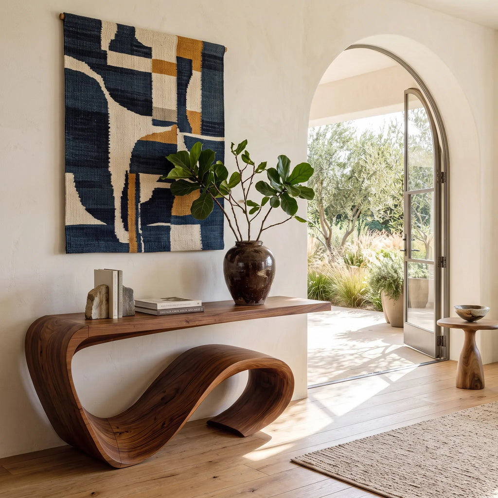 Modern Sculptural Loop Base Console Table For Entryway