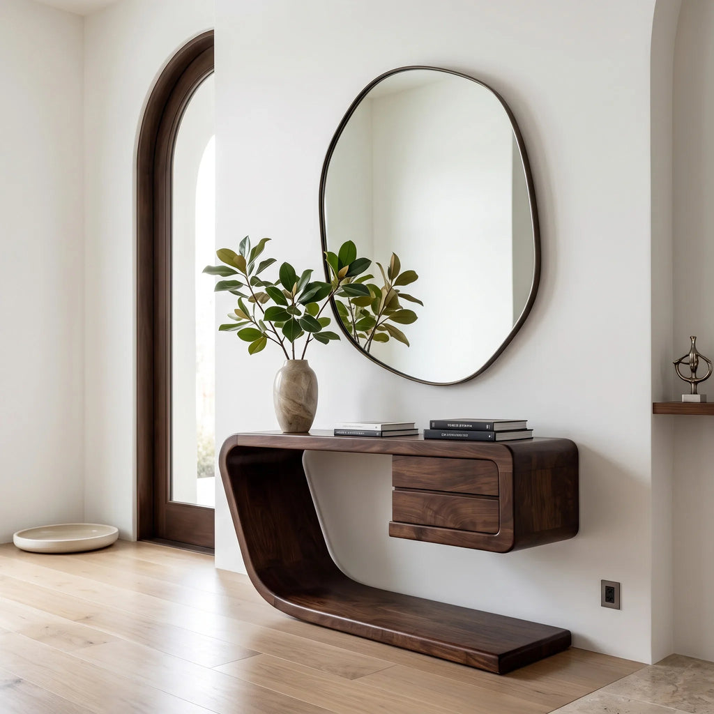 Modern Waterfall Drawer Console Table For Entryway