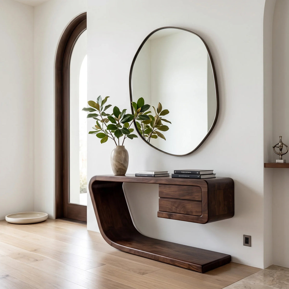 Modern Waterfall Drawer Console Table For Entryway