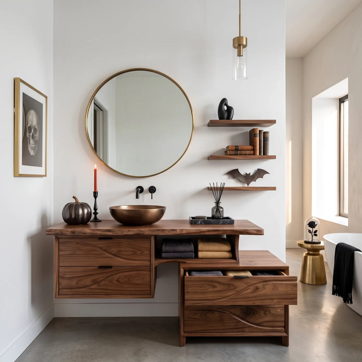 Organic Pumpkin Floating Bathroom Vanity Modern Bathroom