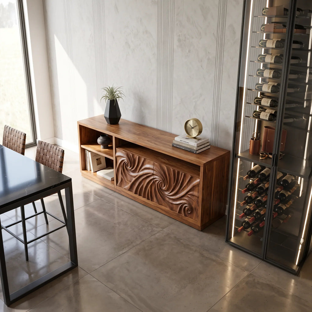 Minimalist Long Ripple Sideboard Modern Living Room