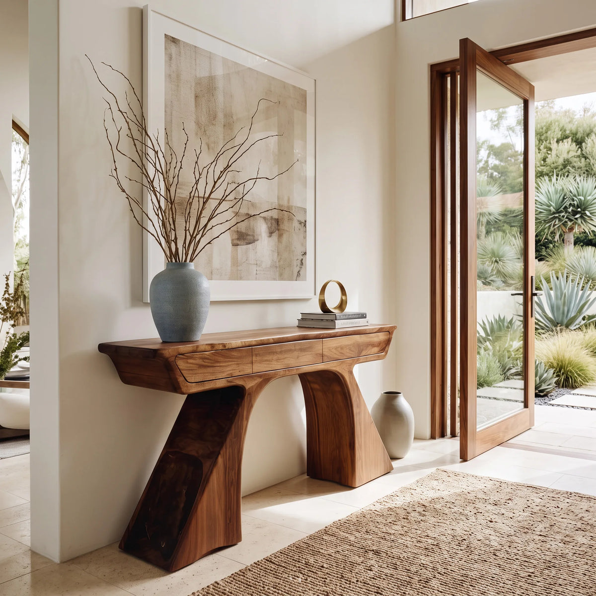 Modern Sculptural Drawer Console Table For Entryway