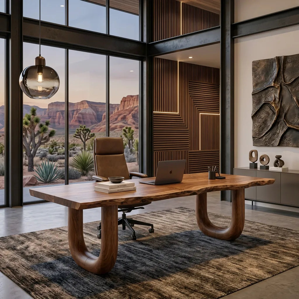 Organic Desk With Rounded U-Legs For Home Office