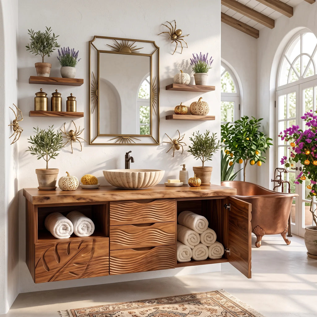 Rustic Halloween Storage Bathroom Vanity Guest Ensuite