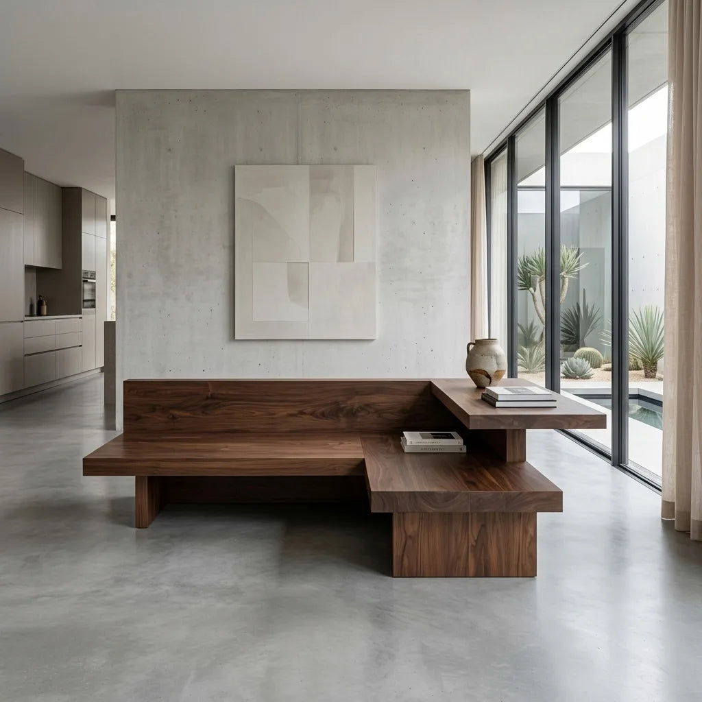 Modern L Shaped Sofa Integrated Shelving For Living Room