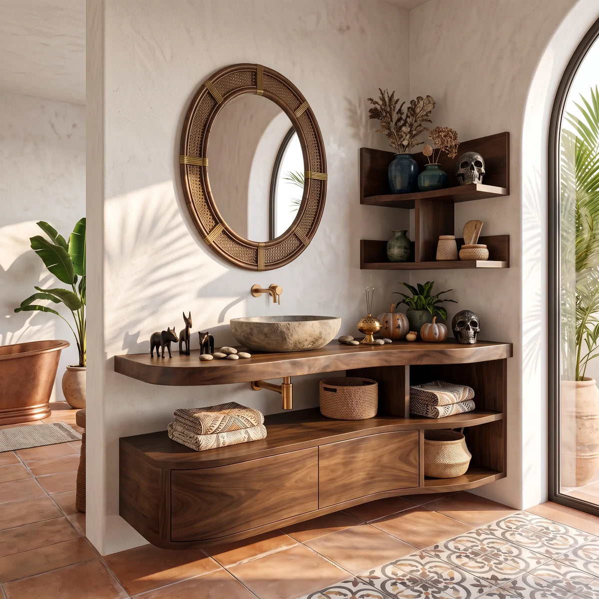 Rustic Skull Floating Bathroom Vanity Modern Bathroom