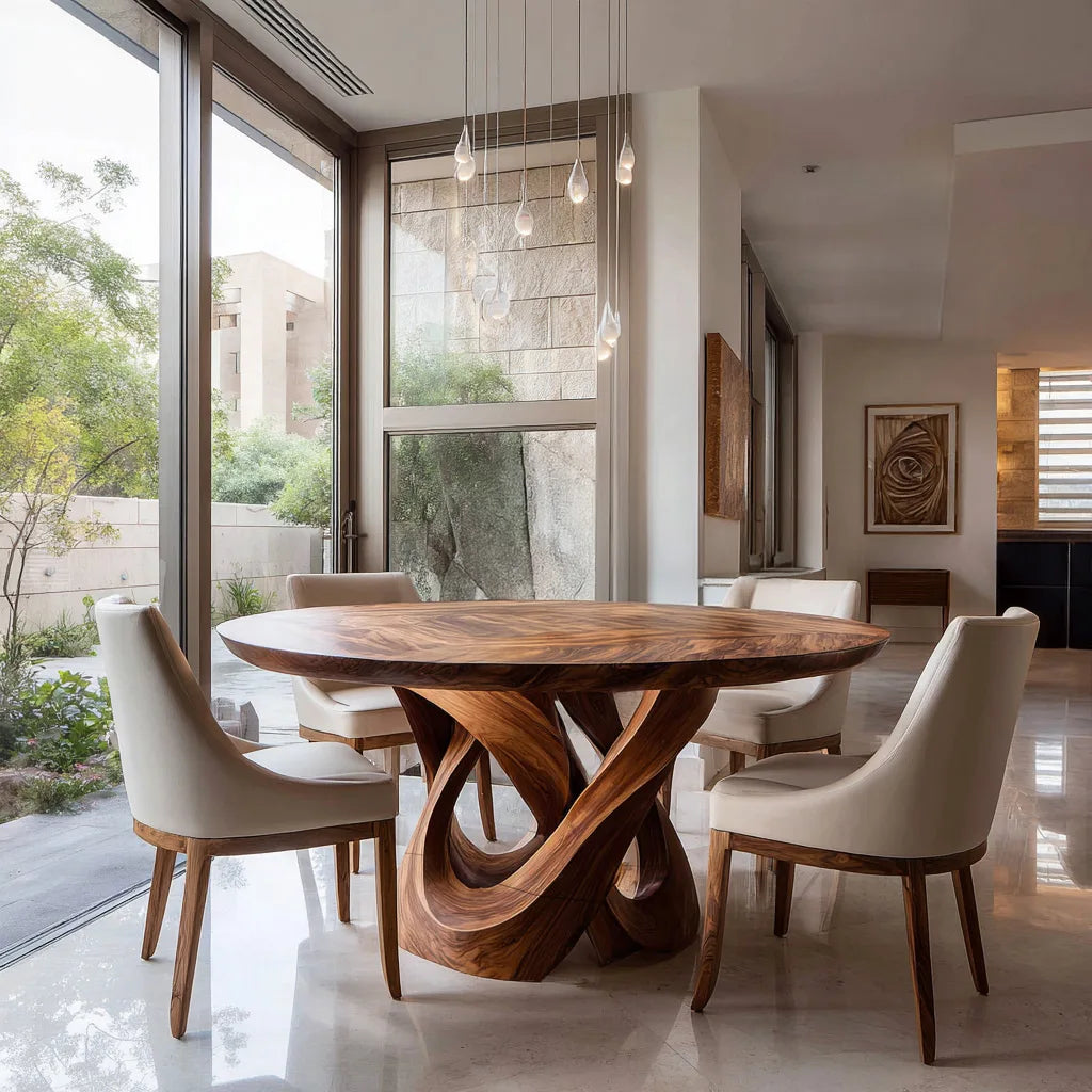 Modern Sculptural Round Dining Table For Dining Room