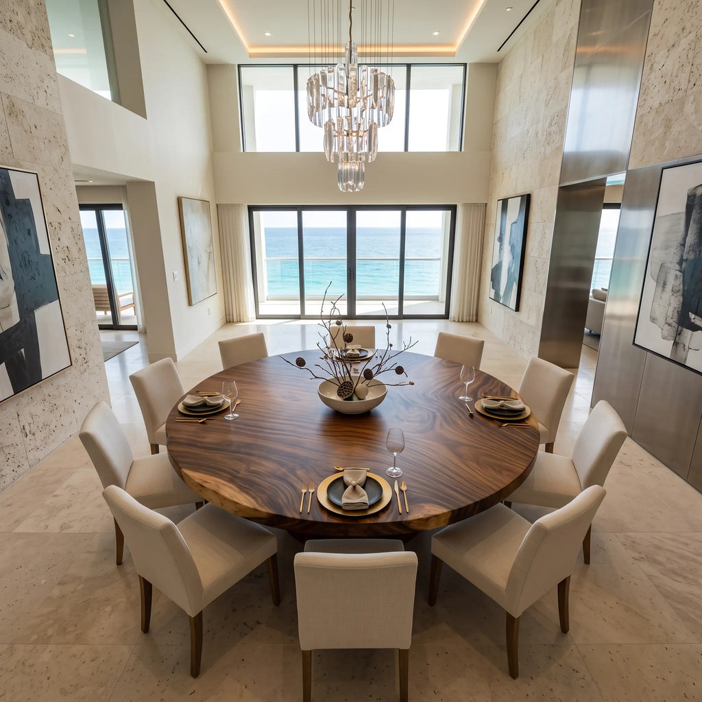 Organic Modern Round Dining Table Top 8 Seater