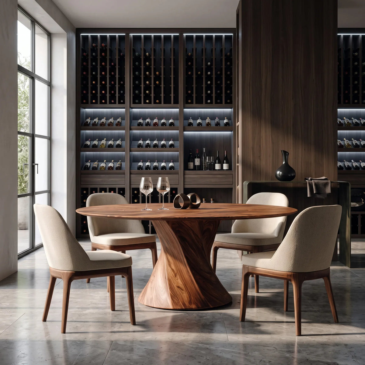 Contemporary Sculptural Round Dining Table For Dining Room