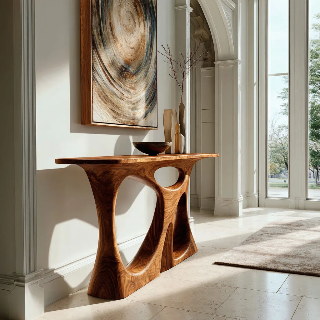 Modern Sculptural Open Frame Console Table For Entryway