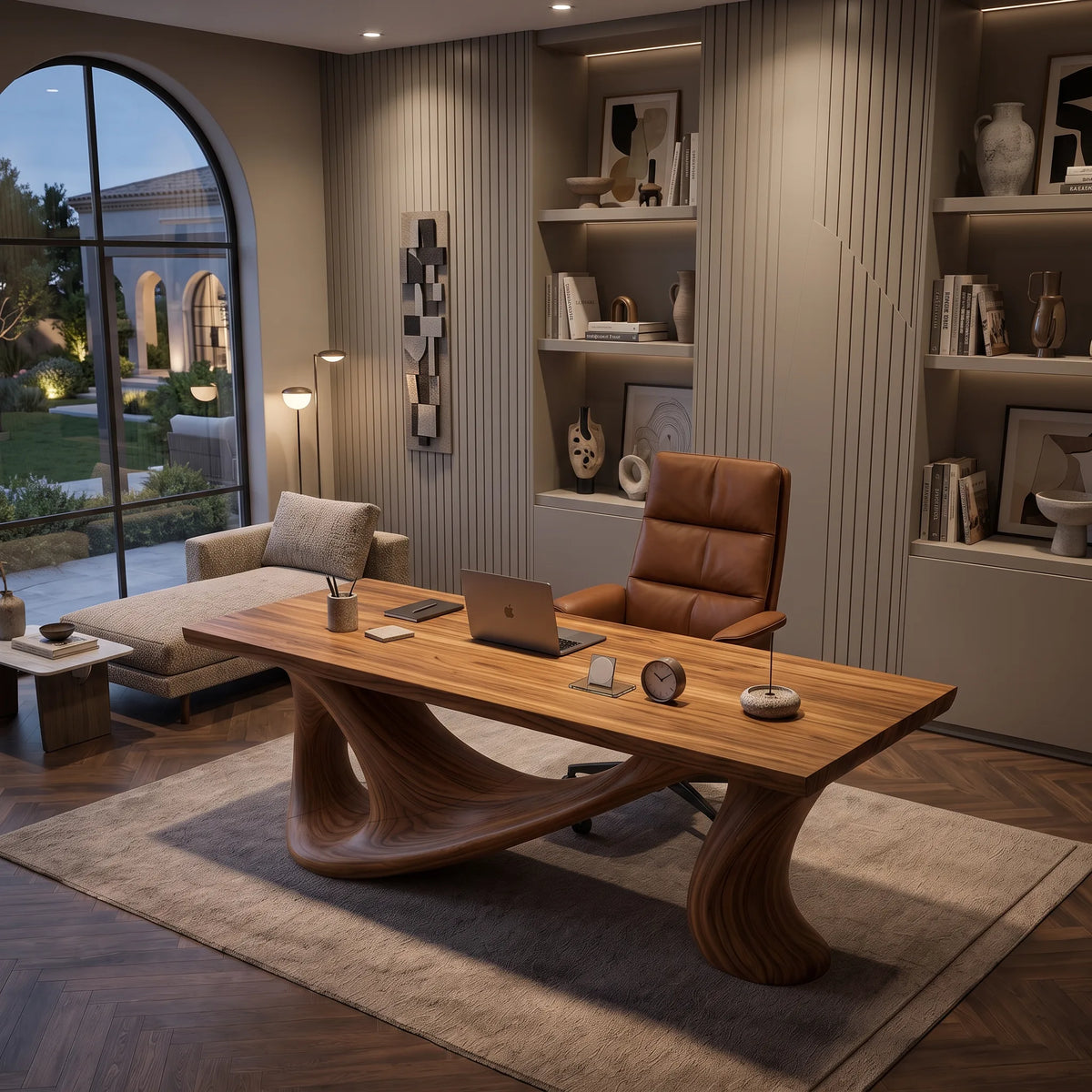 Contemporary Writing Desk Sculptural Base For Designer Office