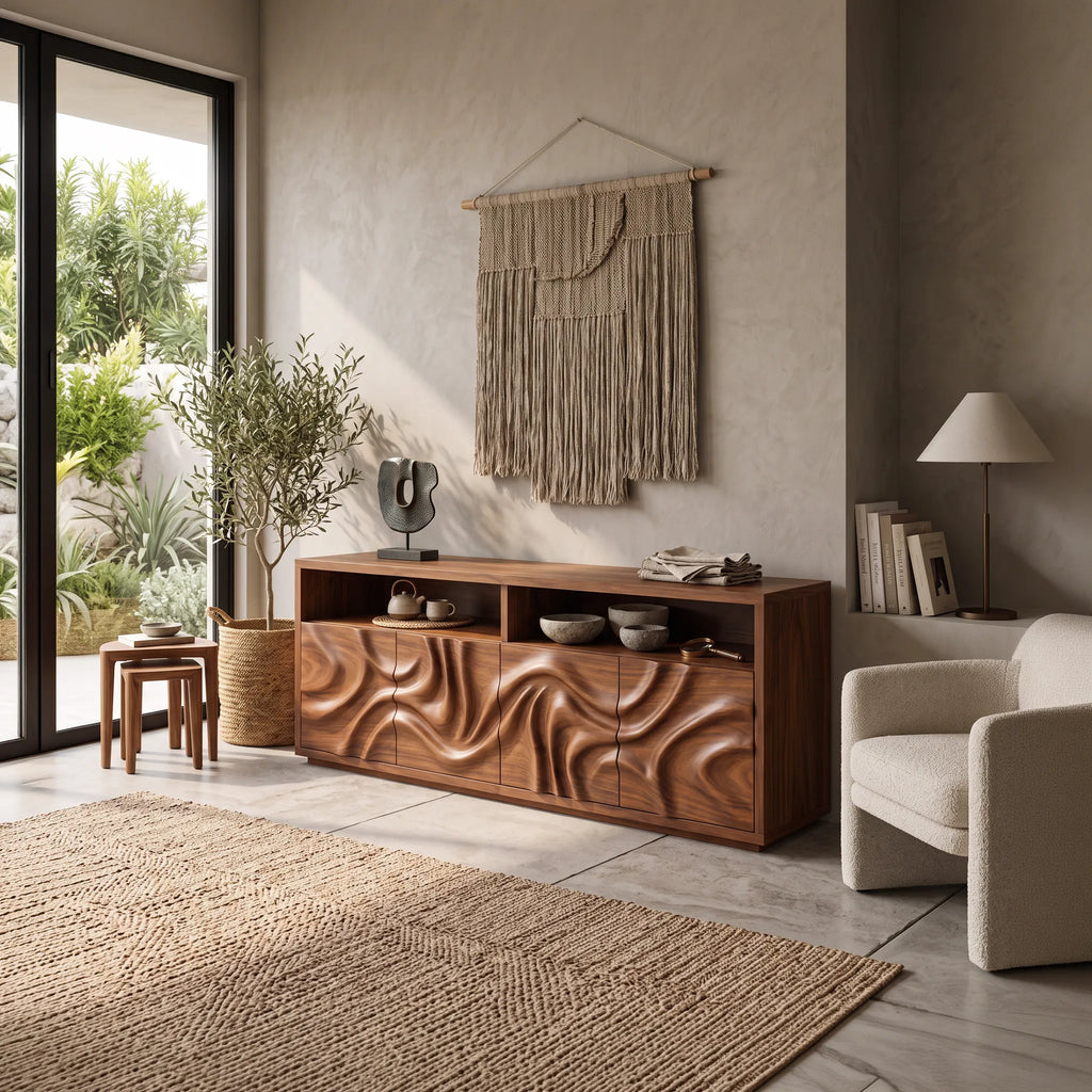 Contemporary Curved Front Buffet Cozy Dining Room