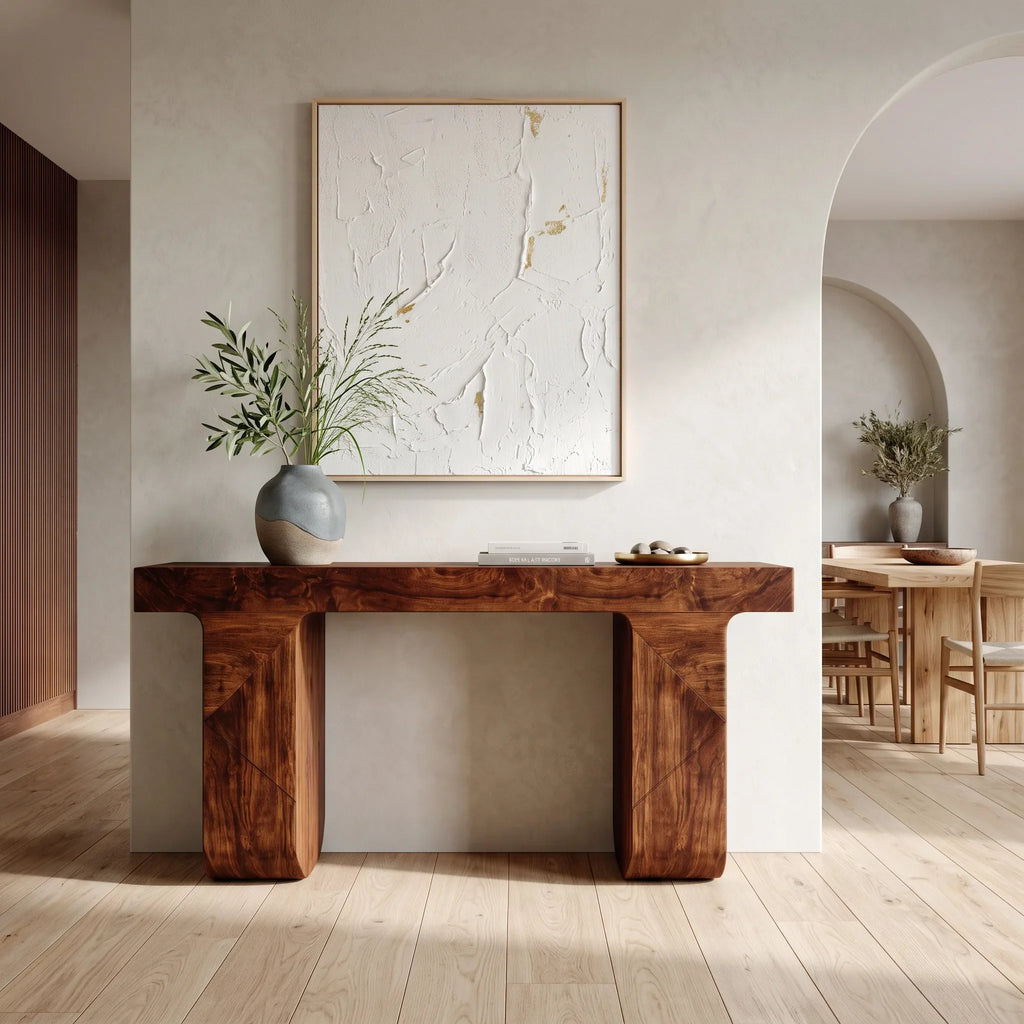 Contemporary Console Table With Geometric Legs For Entryway