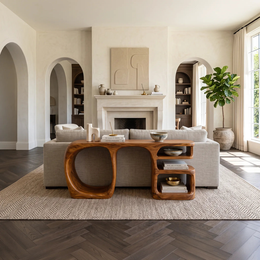 Organic Open Compartment Console For Contemporary Hallway