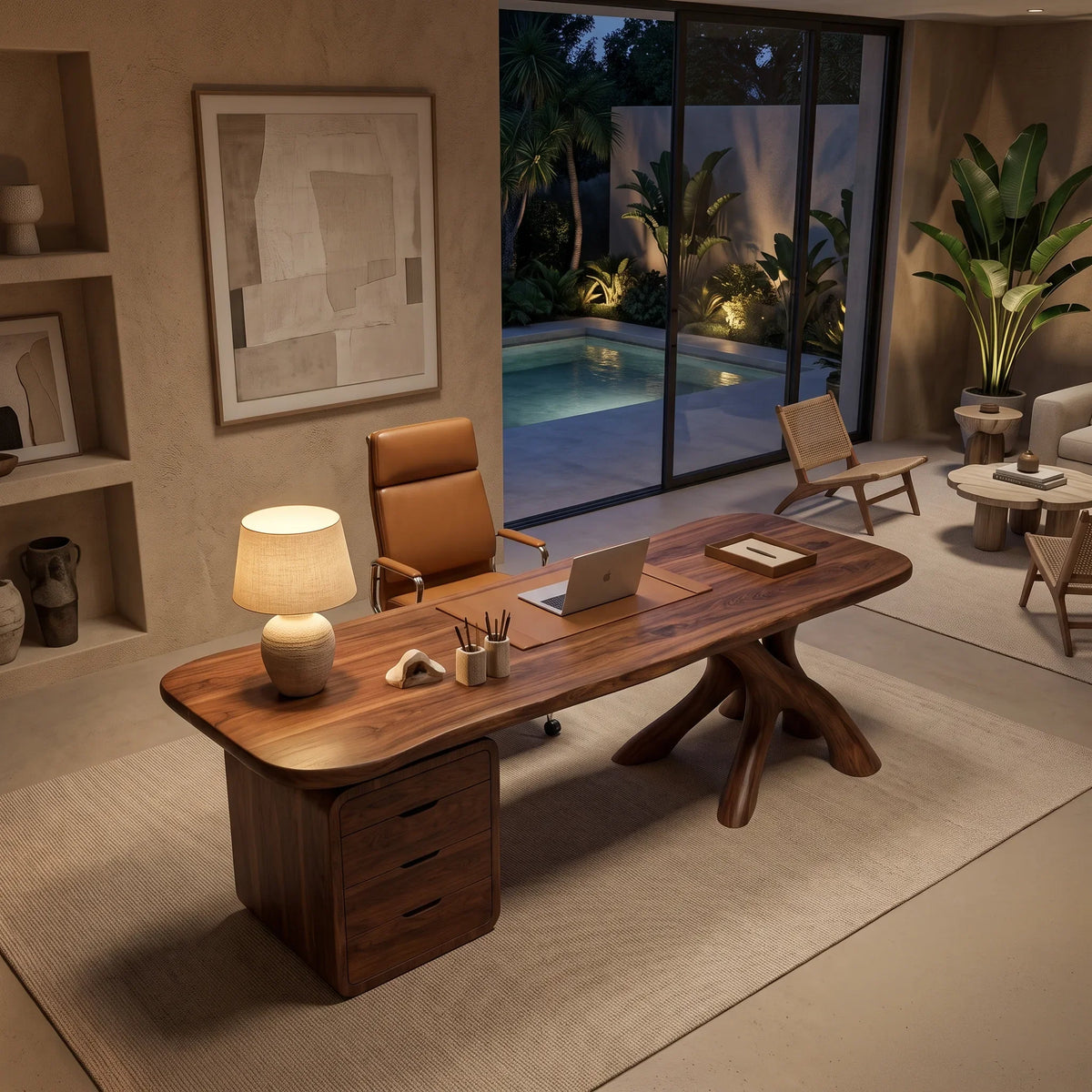 Modern Executive Desk Sculptural Base With Drawers Executive Office