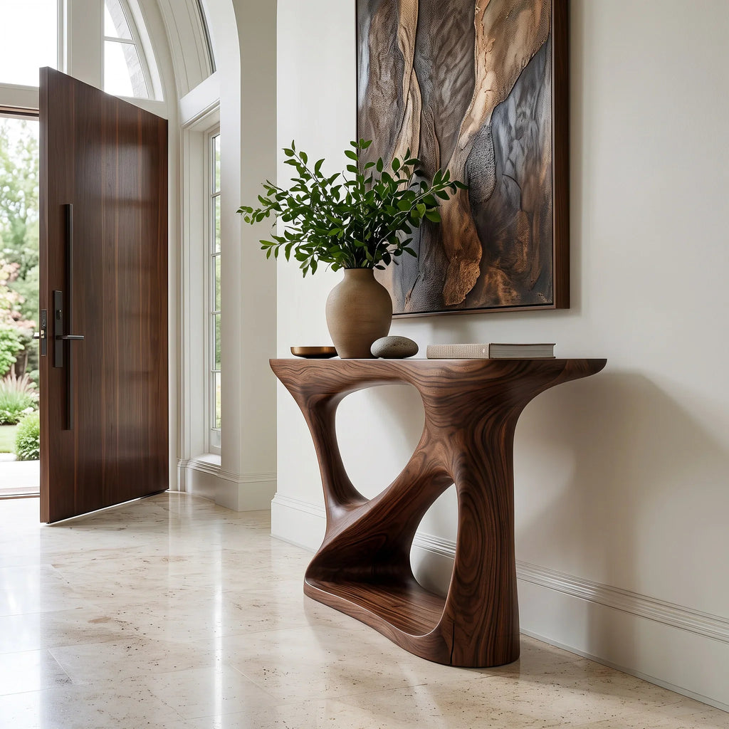 Modern Organic Open Base Console Table For Entryway
