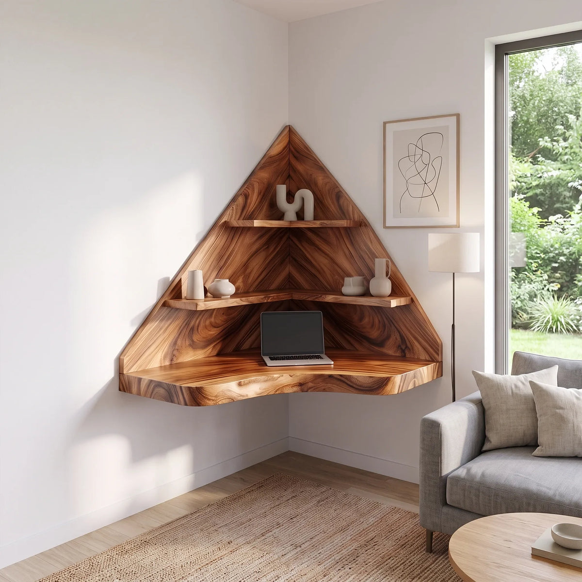 Calm Writing Desk Home Office Desk Computer Desk Corner Shelves For Living Room