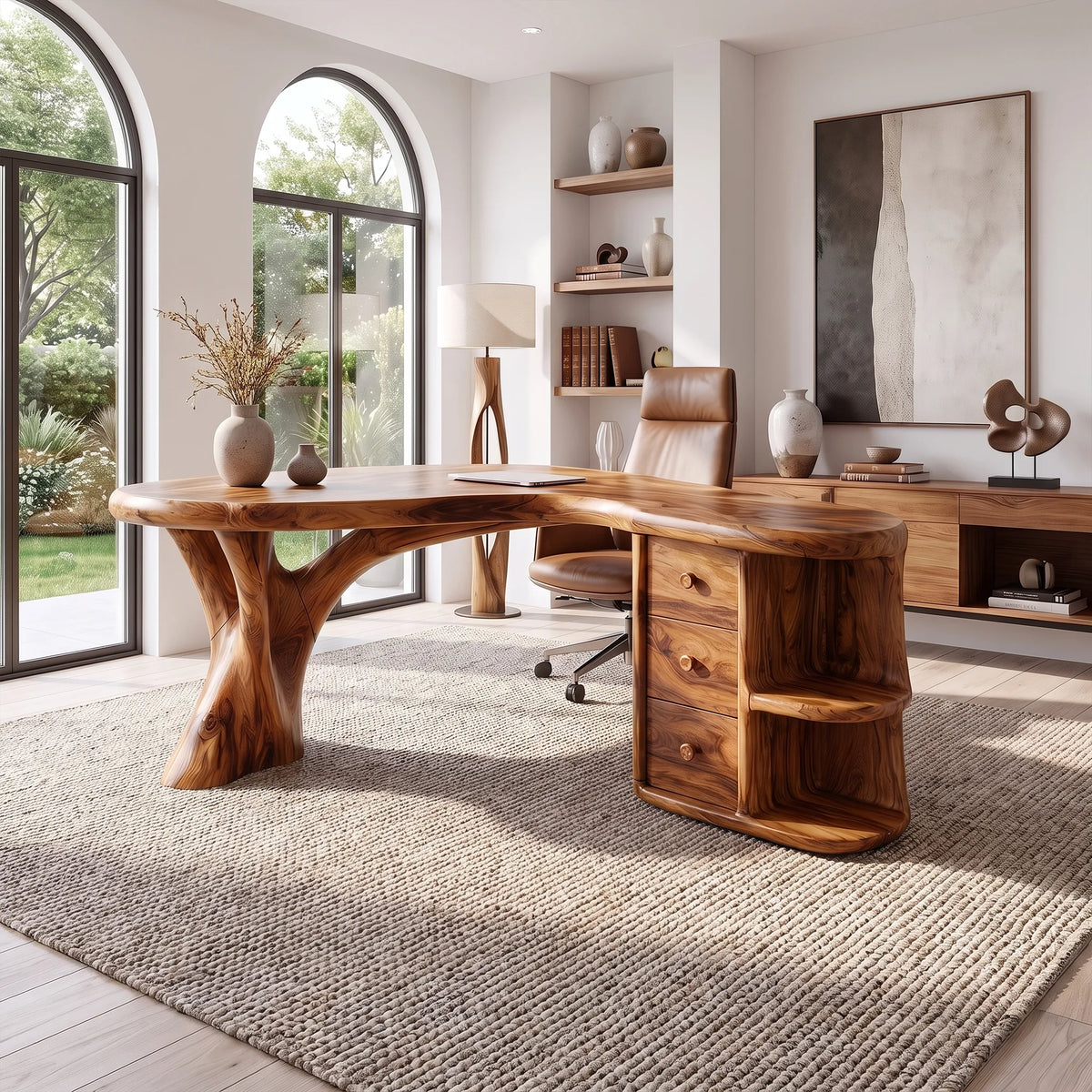 Organic Office Desk Executive Desk Writing Desk With Three Drawers For Executive Office