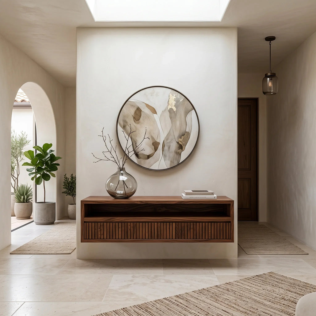 Contemporary Floating Storage Console Table For Hallway