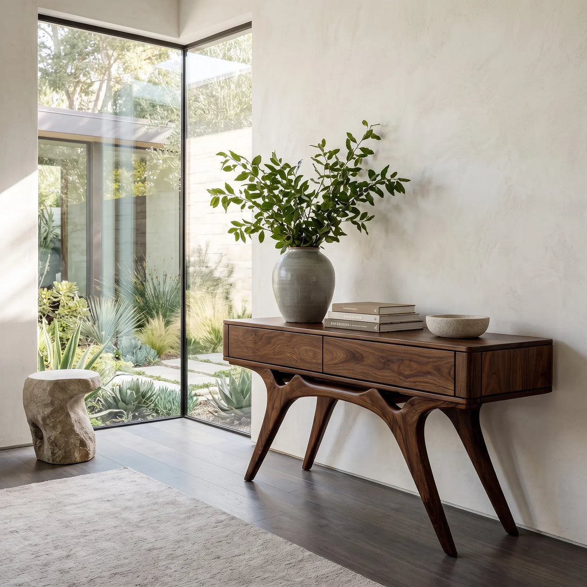 Contemporary Artistic Wooden Console Table For Living Room