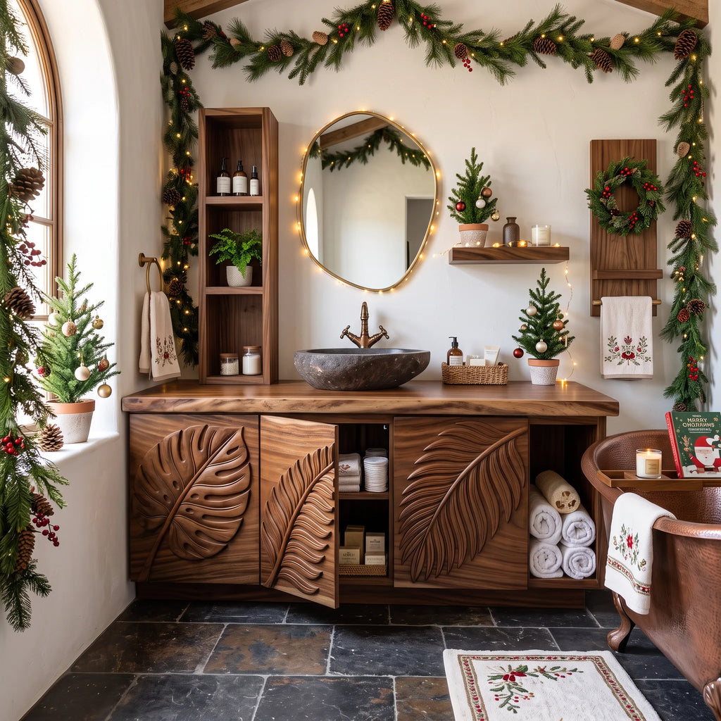 Handcrafted Rustic Xmas Bathroom Vanity Mountain Retreat