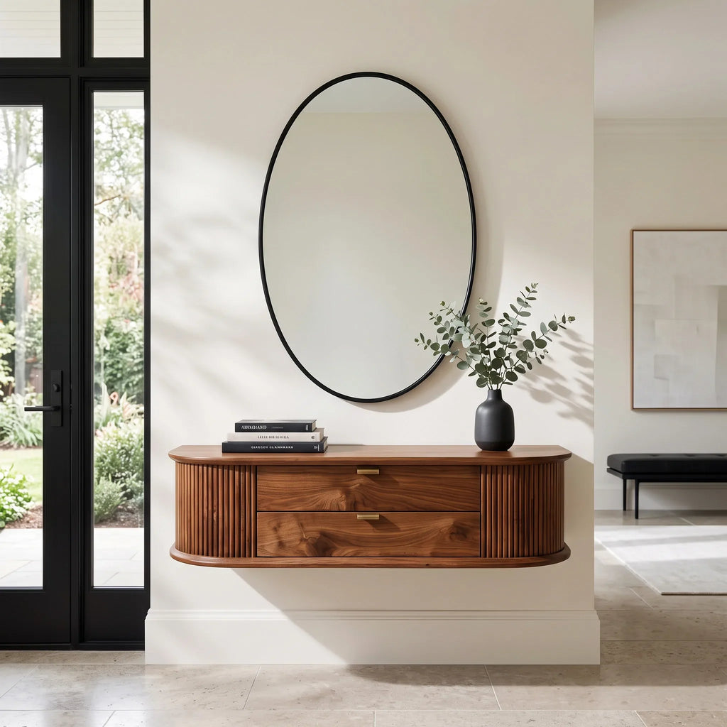 Modern Floating Wooden Console Table For Entryway