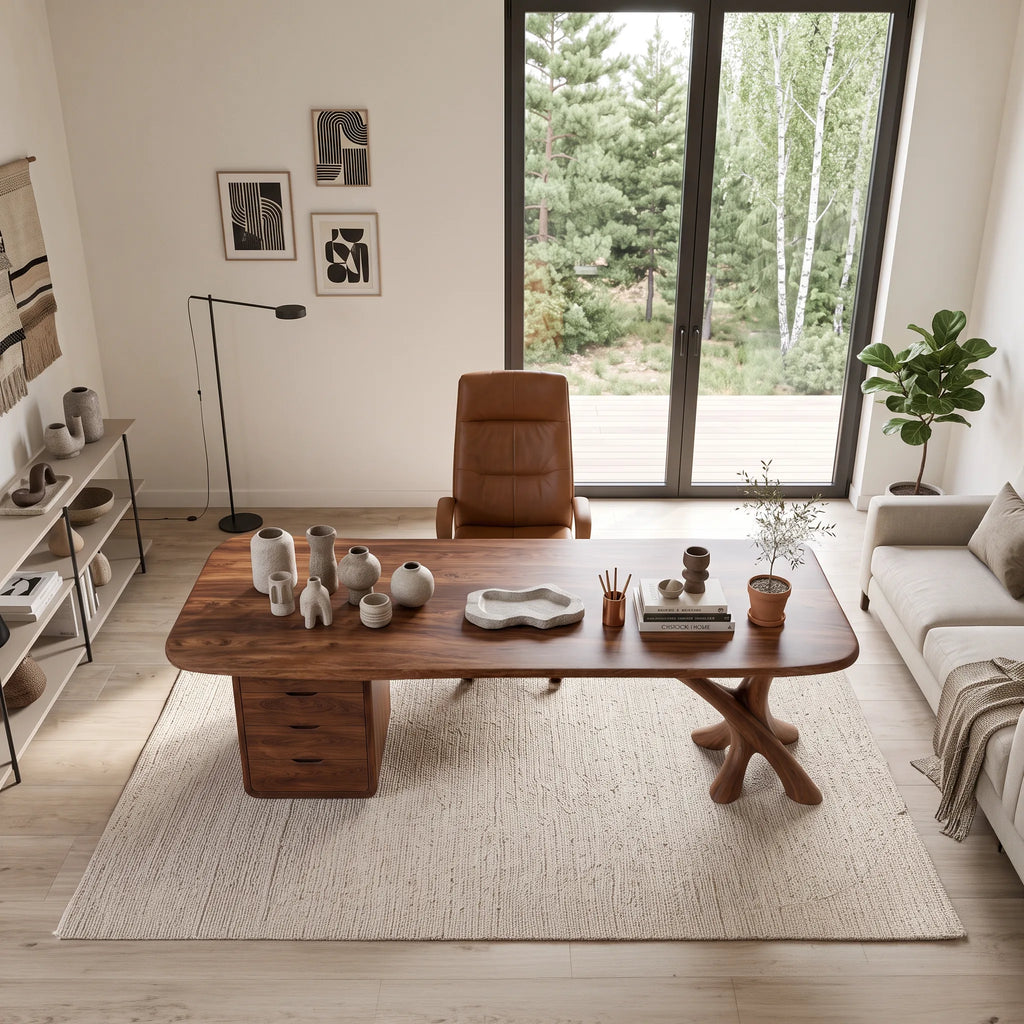 Luxury Office Desk Sculptural Base With Storage Executive Suite