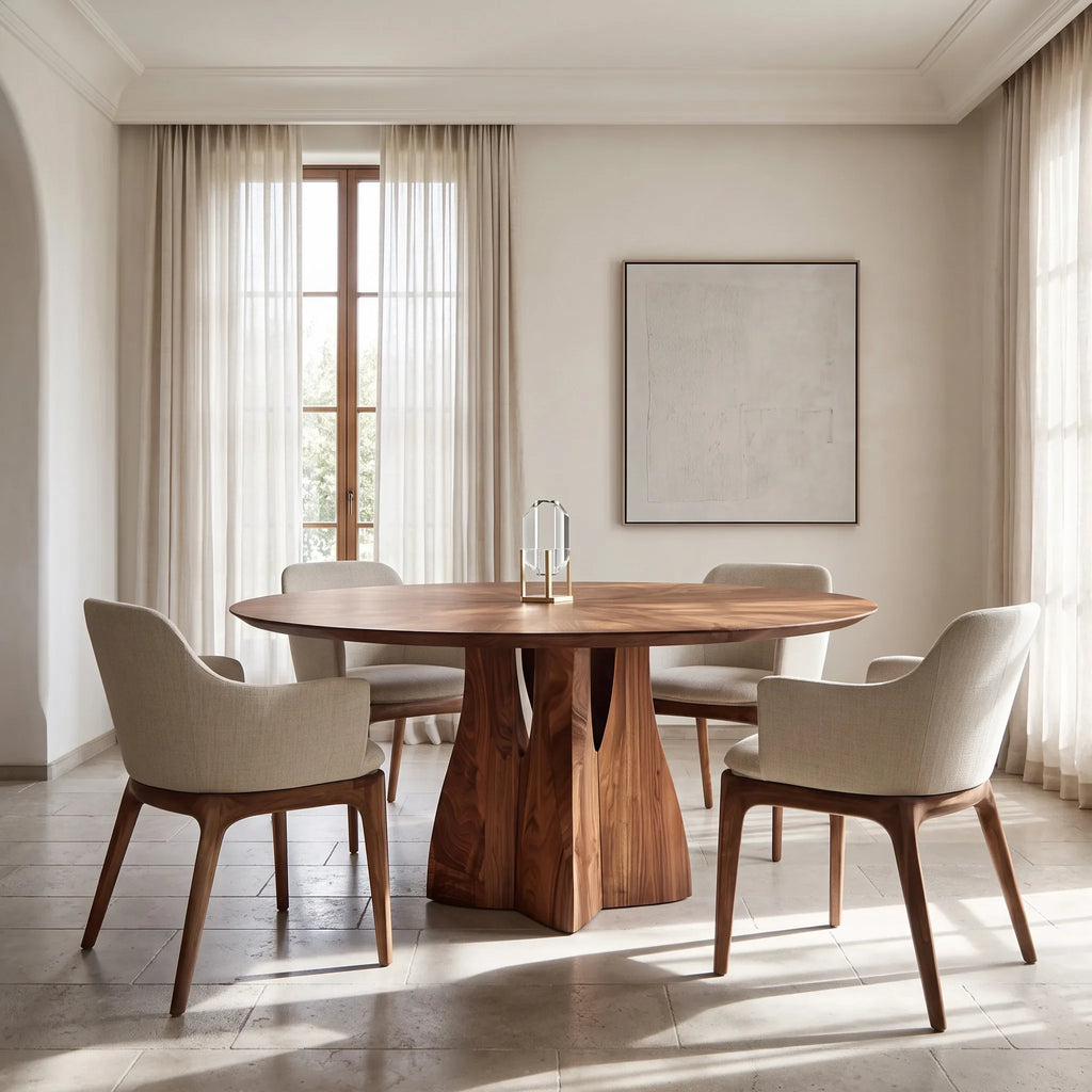 Contemporary Pedestal Round Dining Table For Dining Room