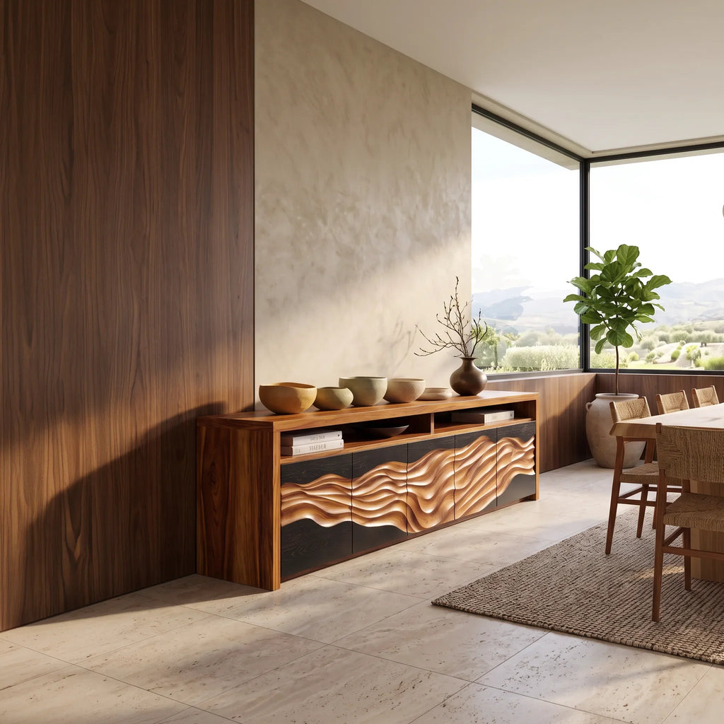 Mid Century Fluted Front Buffet Modern Living Room