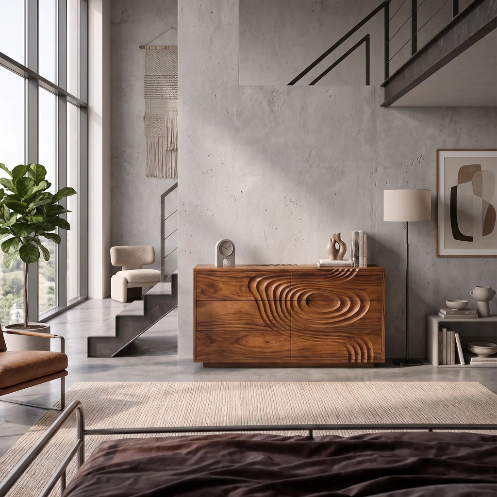 Organic Ripple Dresser For Contemporary Bedroom Interior